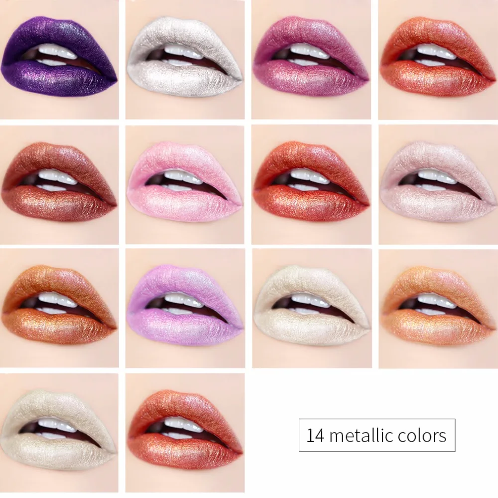NICEFACE Brand Matte 14 Color Metallic Liquid Lip Gloss Makeup Shimmer Velvet Lipstick Lipgloss Batom Waterproof Long Lasting Kit (4)