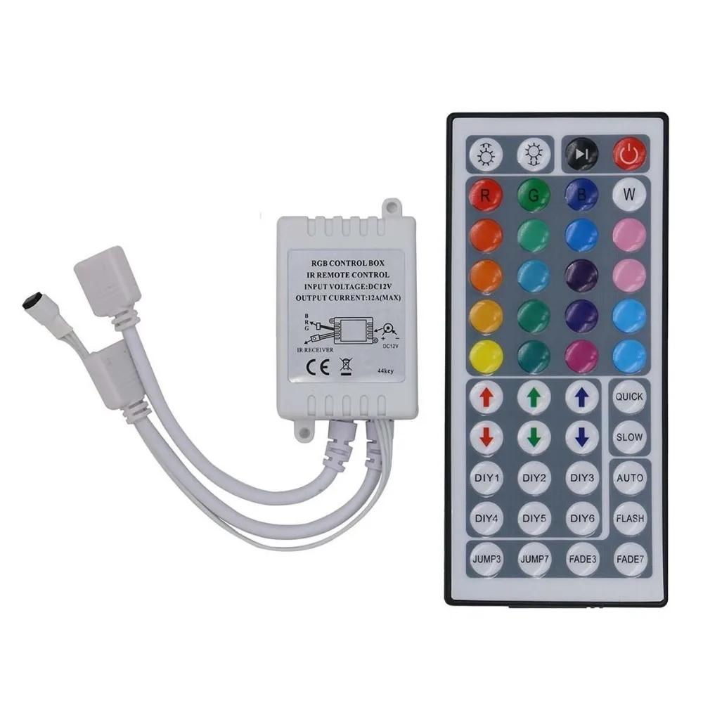 44 Keys 24Key Dual Connectors IR Remote RGB Controller Output DC12V 2 Ports Dimmer For 3528 5050