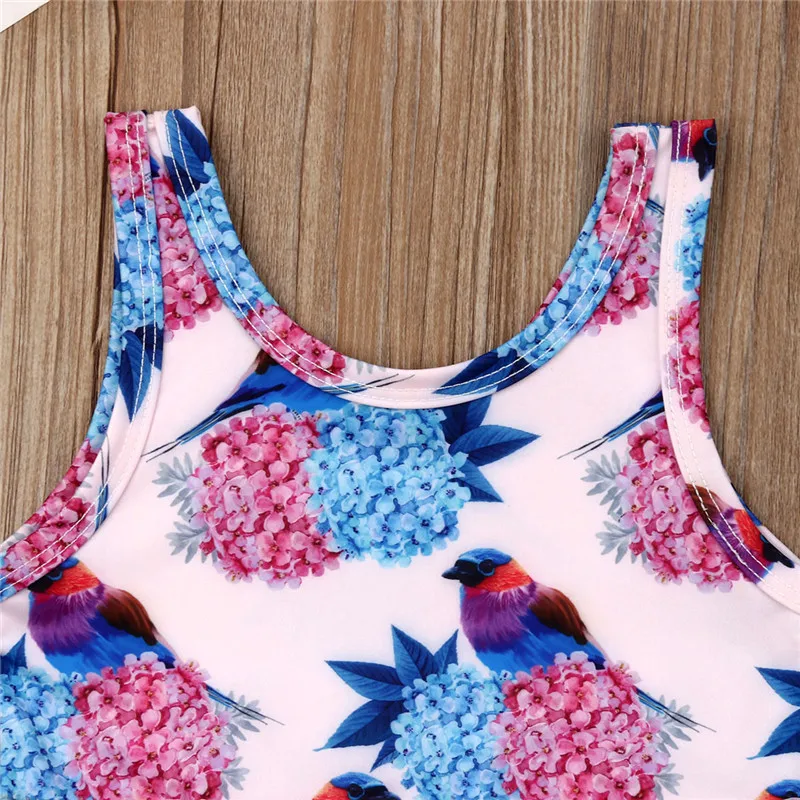 Летний Цельный купальник бикини с цветочным кружевом для маленьких девочек