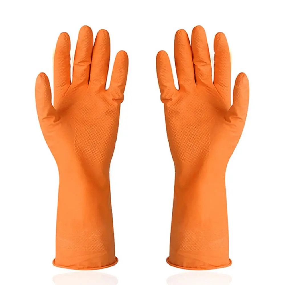Новые кухонные резиновые перчатки для чистки с подкладкой многоразовые бытовые водонепроницаемые перчатки для мытья посуды(2-Pack) дропшиппинг - Цвет: orange