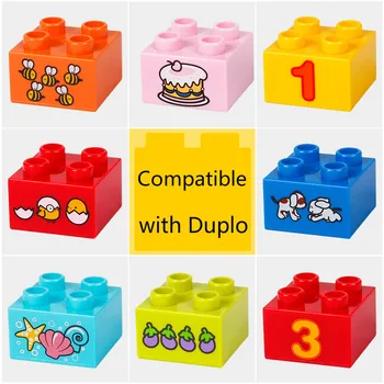 

2*2 dots Bricks Big Particle Building Blocks Printing Pattern Accessories Compatible with DuploINGlys Creative Children Toys