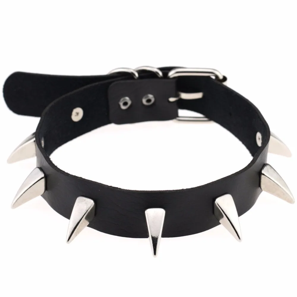 

2019 Fashion Harajuku Long Spikes Spiked Rivet Chokers Punk Goth Bondage Choker Collar Necklace for Women Harness Anime Necklace