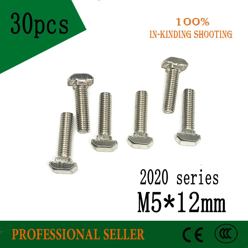 30 шт. M5X12 2020 серия M5 * 12 мм головка молотка Т образный болт винт с никелированным