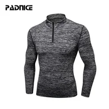 PADNICE Мужская гимнастическая майка компрессионные колготки Мужская рубашка для пробежек дышащий с длинным рукавом спортивная рубашка тренажерный зал одежда для велоспорта