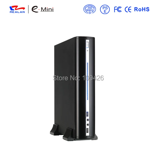 Realan Zilveren en Zwarte Horizontale Micro ATX Computer Case 2007 C, verticale Mini ITX Case Micro ATX Desktop PC Case