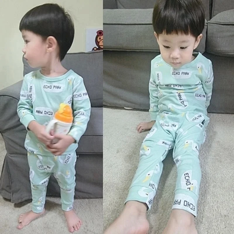 

2018 New Pajamas for boys and girls pure cotton loose fit long sleeves one set of two objects Baby clothes BCS171