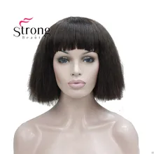 StrongBeauty Yaki прямой парик Боб коричневый, блонд, черные короткие косплей вечерние парики из синтетических волос