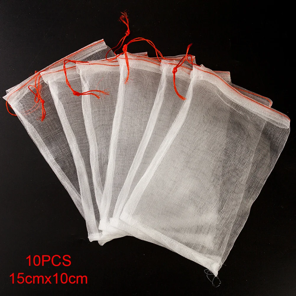 

10pcs/set Multifunction Protection Bag Reusable Garden Mesh Grow Bags Supermarket Vegetables Fruit Mesh Bags Drawstring Nylon