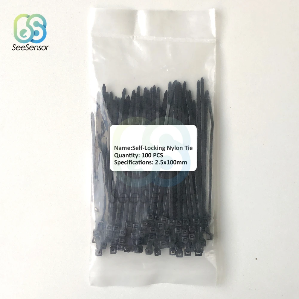 Nylon Cable Ties 100pcs 100mm Self-locking Nylon Cable Ties Plastic Zip Tie Fasten Cable Binding Wrap Straps 12 Color 2.5mm*100mm
