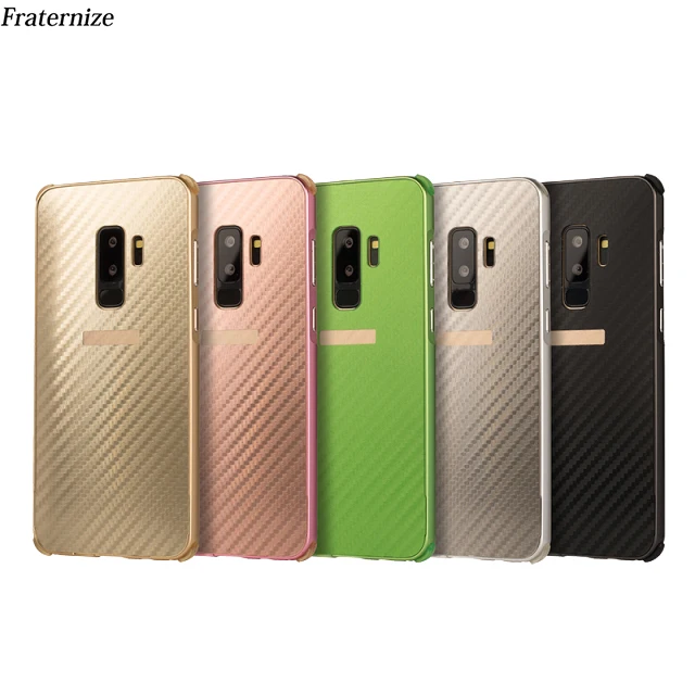 

Aluminum Metal Case For Samsung Galaxy S8 S9 Plus A8 Plus 2018 Metal Frame Carbon Fiber Plastic Shockproof protector Back cover