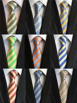 

Hot 100% Silk Stripe Ties Men 2019 Wedding Cravate Pour Homme Jacquard Woven Necktie Party Business Formal