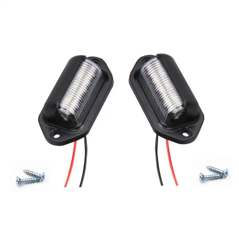 2PCS 12V 6LEDs Number Plate Light License LED Plate Lamp Bulbs Fit for Vans Trailers Trucks Lorries Caravans White (2)