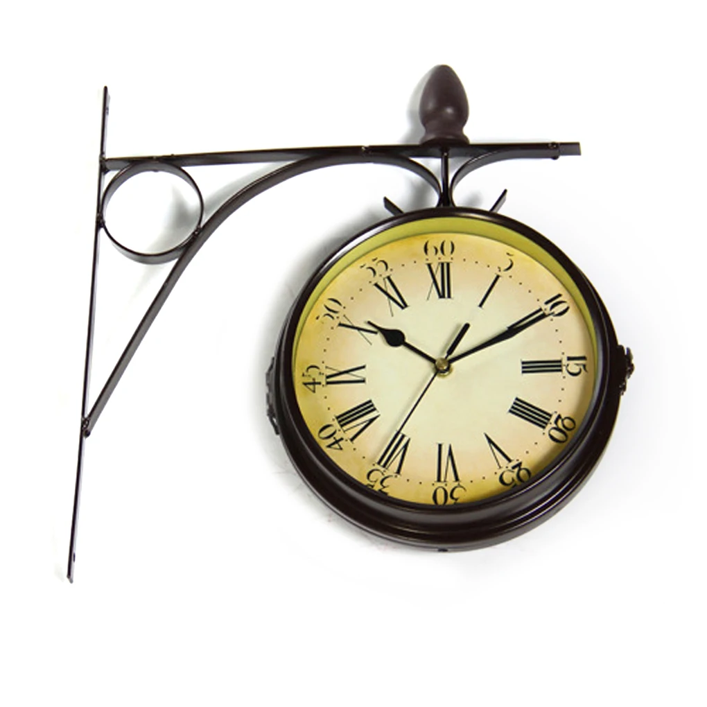 

Double Dial Daily Wall Suspension Hanging Alarm Clock Timer Bell Horologe Calculagraph Watch Retro Crafts Home Decor