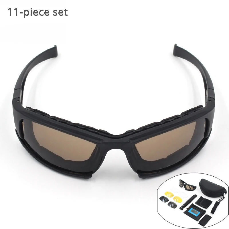 Night vision Cycling Glasses Polarized UV Desert Army Goggles 4 Lens Hunting Sunglasses Anti UVA