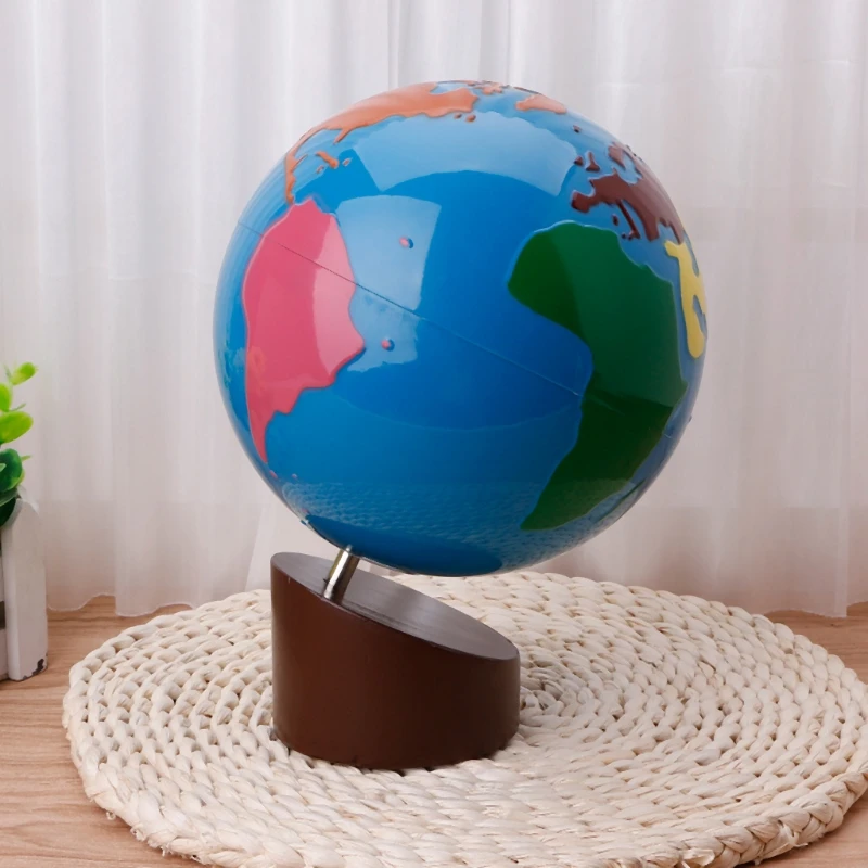 Montessori Geography Material Globe Of World Parts Kids Early Learning Toy