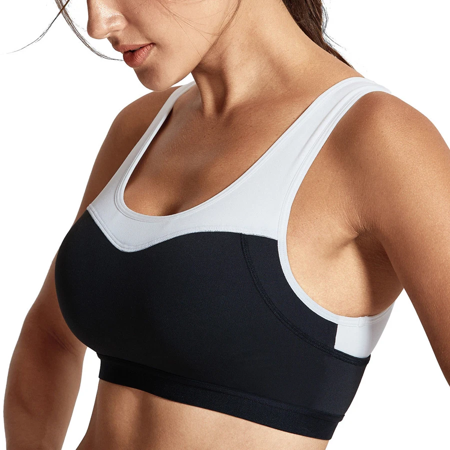 

Women's Racerback Sports Bra Medium Impact Workout Running Removable Pads Wireless Yoga Top XS S M L XL 3 Colors
