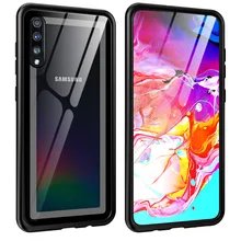 Для samsung Galaxy A70 чехол Роскошный Алюминиевый металлический каркас жесткий прозрачный закаленное стекло задняя крышка чехол s для samsung A70 Fundas