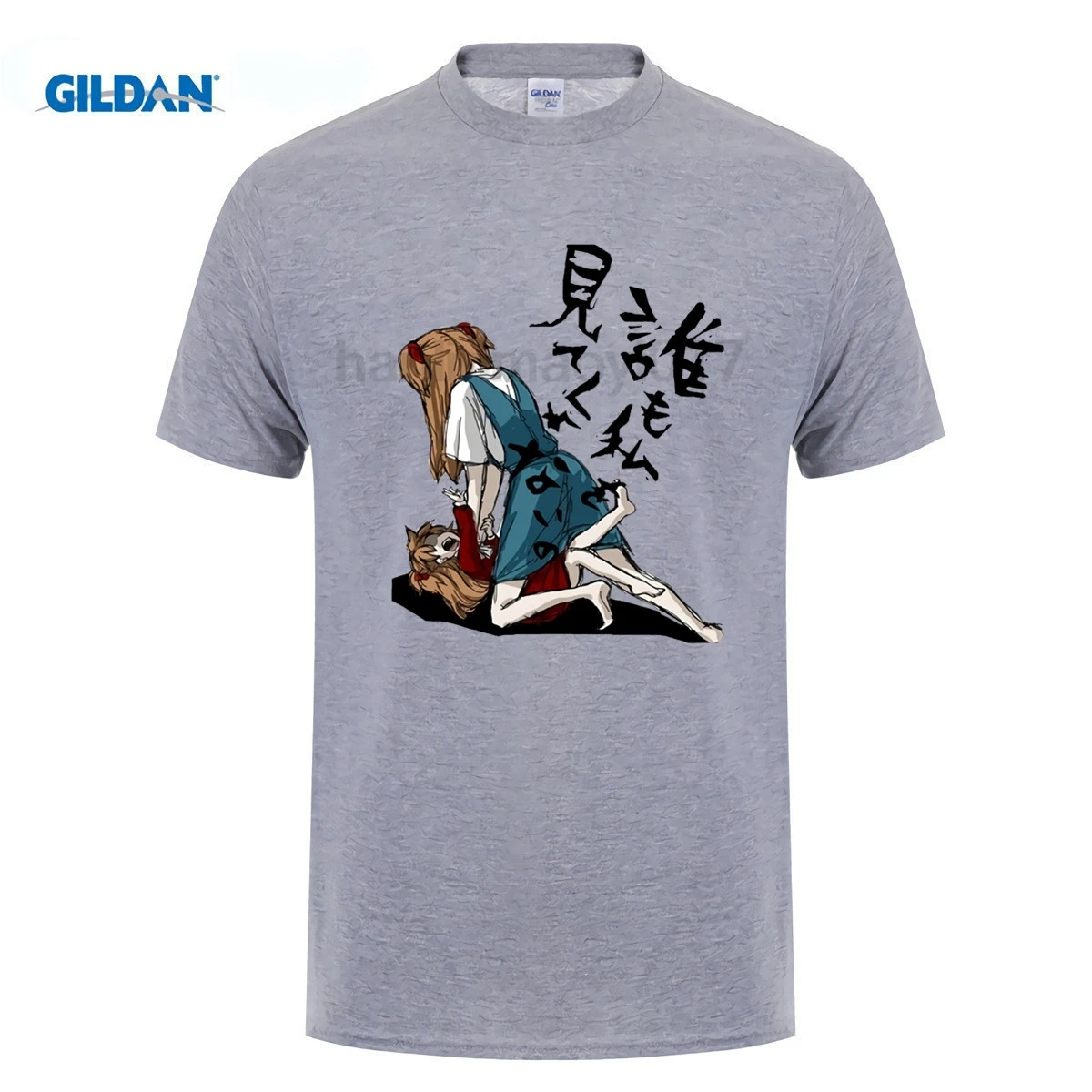 GILDAN EVA Мужская футболка с принтом из аниме Evangelion коротким рукавом и круглым