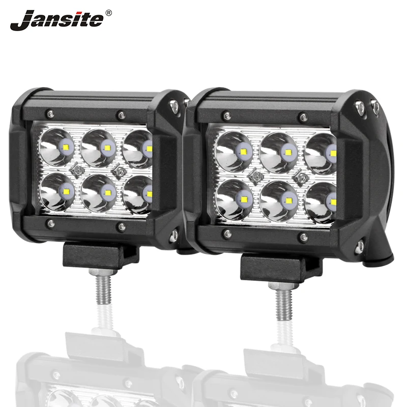 

Jansite 4" 2pcs Car LED IP67 Waterproof Off-road Work lights Bar 18W Spot beam for SUV Motorcycle Excavator anti-for work light