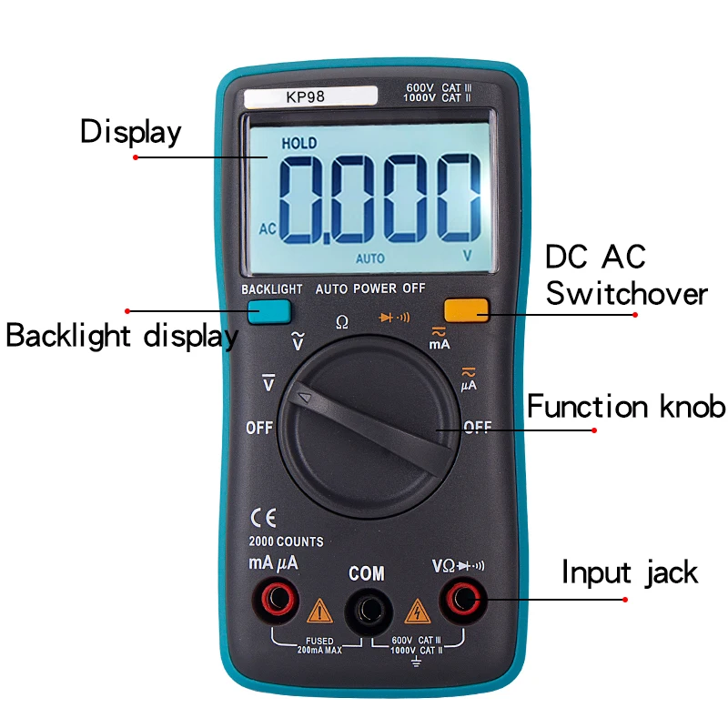 Goede DC AC Voltmeter Digitale Ampèremeter Multimeter Tester Huidige Voltage Indicator Meter Set Van Probes Elektrische Meter Multi tester tip