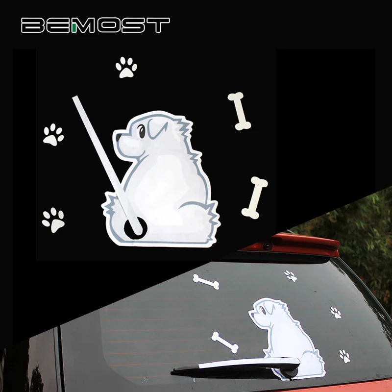 

BEMOST Car Styling Funny DIY Cartoon Dog Moving Tail Stickers Car Rear Windshield Wiper Decals Stickers Auto Accessories 5Sets