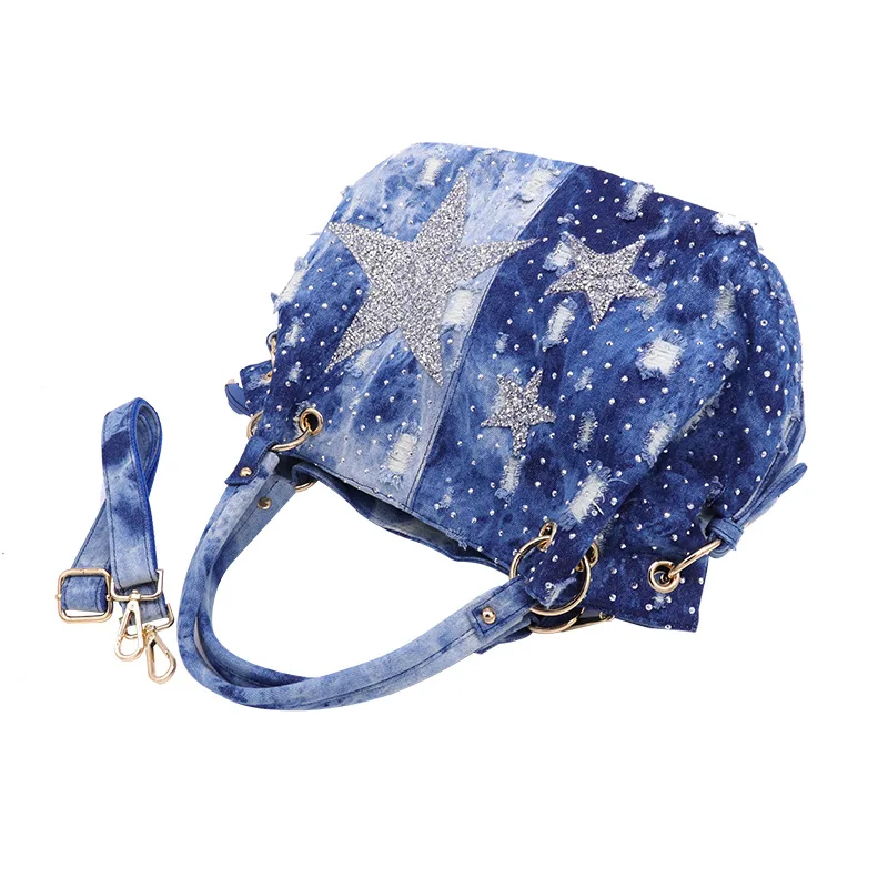 IPinee العلامة التجارية المرأة غسلها الدنيم حقيبة يد الإناث الكتف crossbody حقيبة تصميم الأفاق أعلى مقبض حمل حقيبة السيدات حقيبة ساع