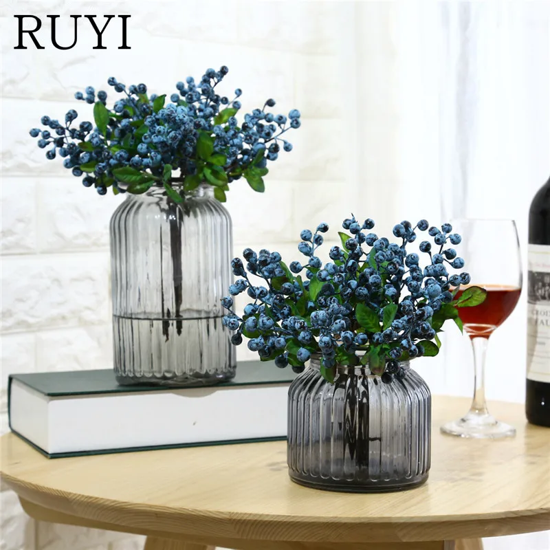 

5 color Artificial Blueberry Decorative PE Berry Bouquet Fruit Decorative Flowers Home Decor Artificial Plants