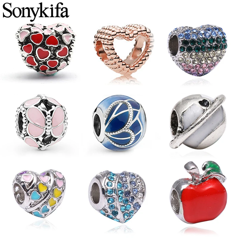 

Sonykifa 2Pcs/lot Wholesale Summer Style Charms Beads Pandora Bracelets & Necklaces For Women DIY Jewelry Party Accessories