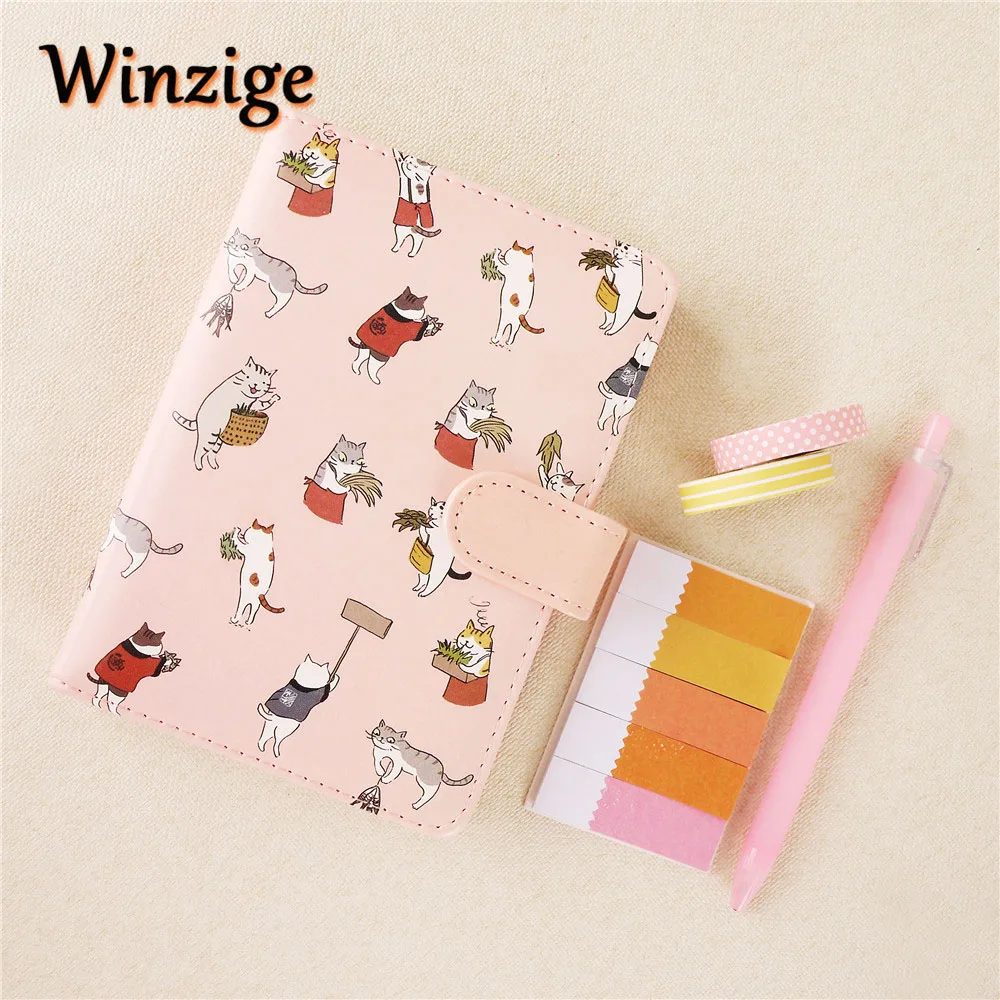 

Cute Cat Hardcover DIY Bullet Journals Notebook Set With Gel Pen Sticky Notes Washi Tapes School Daily Memos Planner Organizer