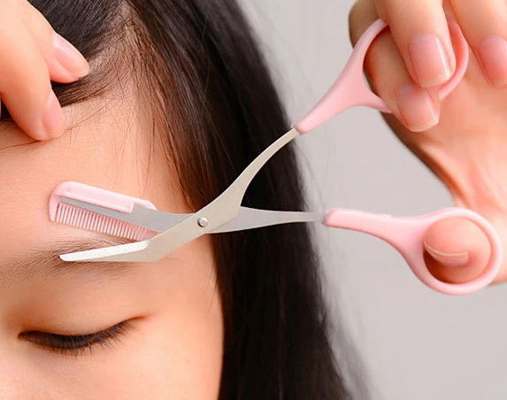 5'' Beauty Trimmer cosmetic hair shear groom comb Eyelash trim Girl Lady makeup tool eye brow Women Eyebrow Scissor