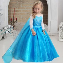 Костюмы принцессы для девочек, Снежная королева, Хэллоуин, день рождения, Детские платья для выступлений, бальное платье с длинными рукавами, От 2 до 11 лет