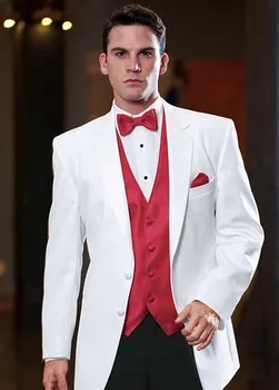 

Fashionable Two Button White Groom Tuxedos Groomsmen Men's Wedding Prom Suits Custom Made (Jacket+Pants+Vest+Tie) K:67