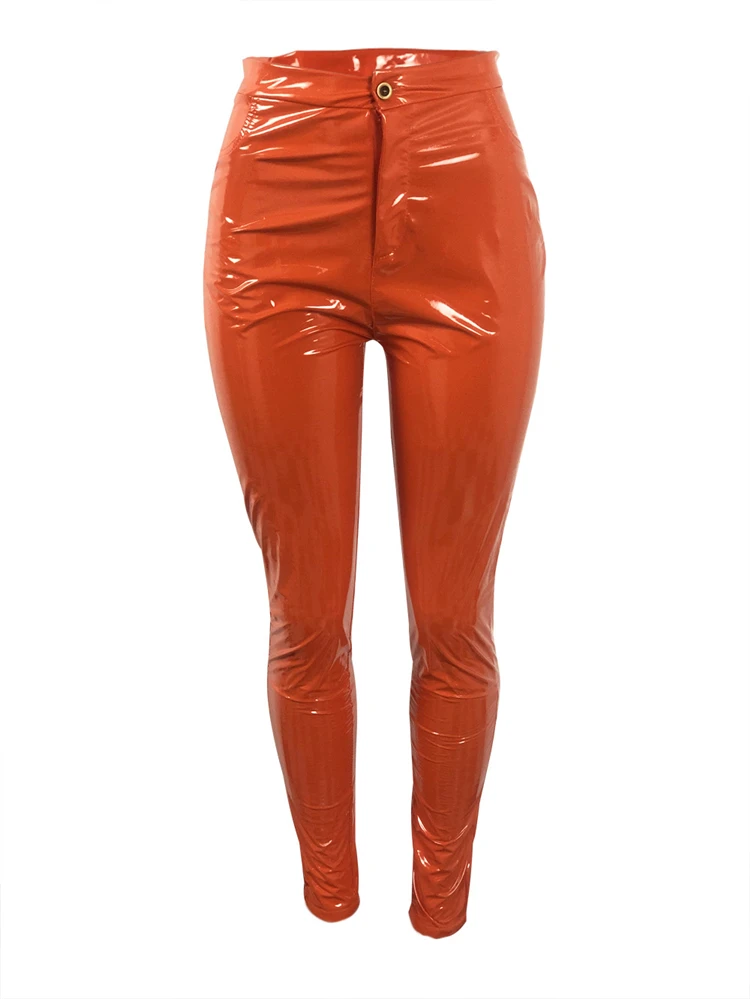 Adogirl размера плюс S-3XL, одноцветные штаны из искусственной кожи, теплые, плотные, сильно тянущиеся, флисовые, ПУ брюки-карандаш, женские модные брюки, клубная одежда