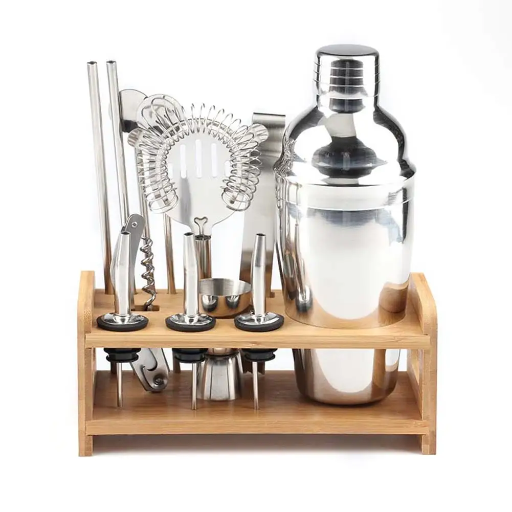 

Professional Bartender Set Stainless Steel Mixer Set Cocktail Shake Pot Shake Cup Mixing Tool 13 Piece Set Barware Tool Sets