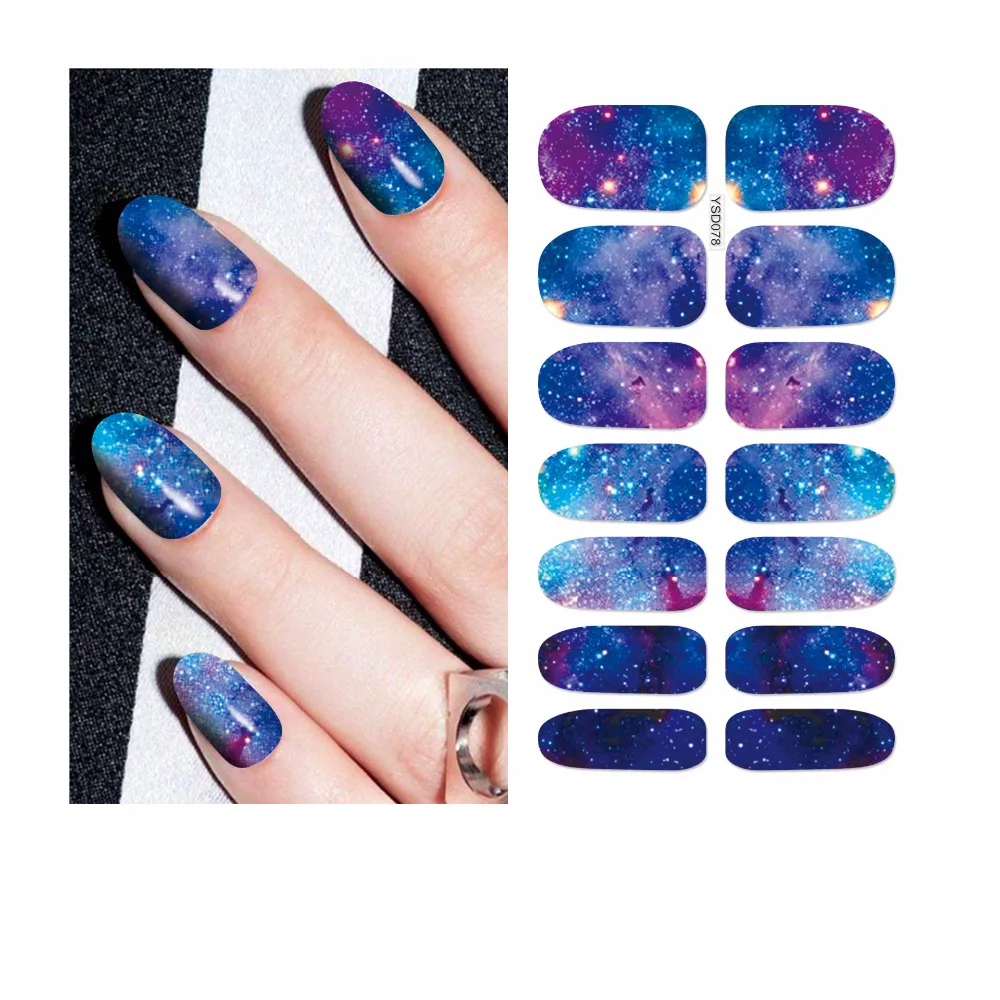 

YWK 1 Sheet Optional Nail Stickers Flower Mystery Galaxies Designs Nail Art Water Decal Decorations Tools Accessories