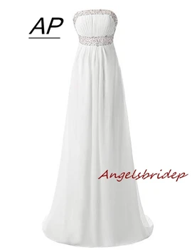 

ANGELSBRIDEP Strapless A-Line Wedding Dresses 2020 Vestido De Noiva Backless Crystals Sequins Floor-Length Formal Wedding Gowns
