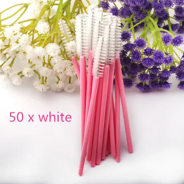 50/100 ПК ресниц кисти ложных ресниц кисти, тушь для ресниц кисти для макияжа, туши для ресниц одноразовые кисточки для 3D объем ресниц - Handle Color: 50pcs White