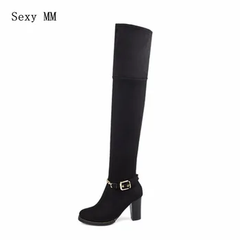 

Spring Autumn Women Over the Knee Boots Thick High Heel Woman Thigh High Long Boots High Quality Plus Size 34-40.41.42.43 botas