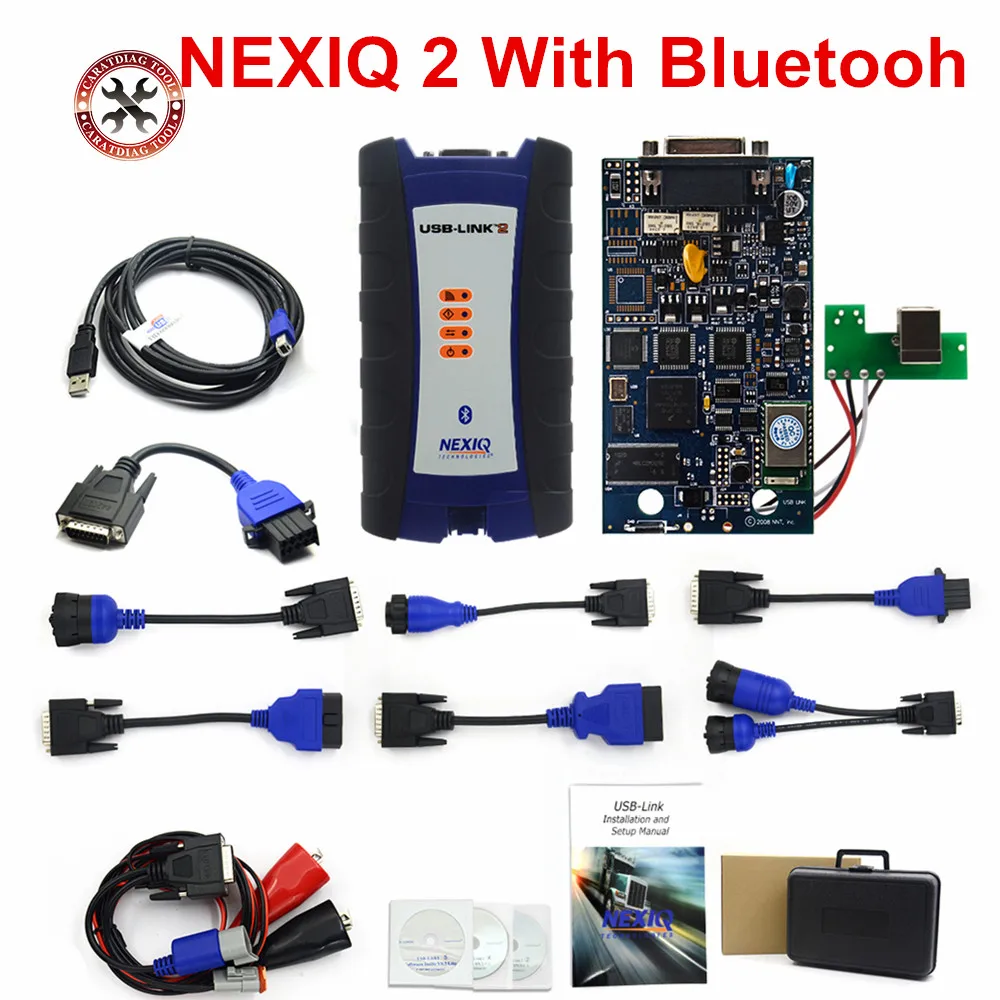 

2018 NEXIQ 2 USB Link Diesel Truck Diagnostic Tool NEXIQ2 With Bluetooth With Plastic Box for Heavy Duty Truck NEXIQ-2 +Software