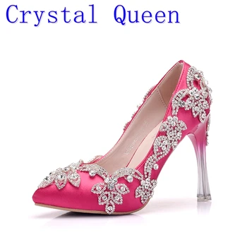 

Crystal Queen Fashion Rhinestone Pumps Heels Wedding Shoes For Women White Platform Wedges High Heels Wedding Shoes