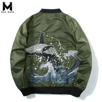 

Spring Men's New Whale Embroidery Casual Stand Collar Jackets Men Fashion High Street Large Size Slim Thin Section Mens Jacket