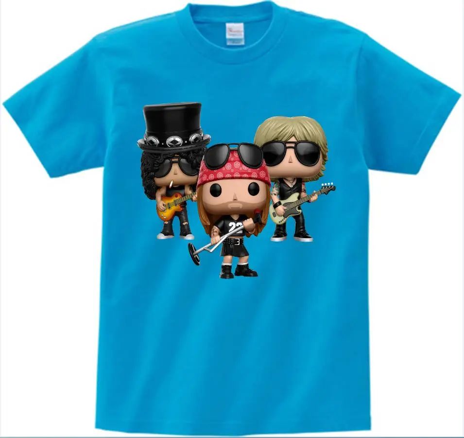 blue childreT-shirt Футболка с розами и пистолетами топы с полосками «пистолеты N Roses», одежда, футболка Детский Забавный высококачественный хип-хоп для мальчиков и девочек, NN - Цвет: blue childreT-shirt