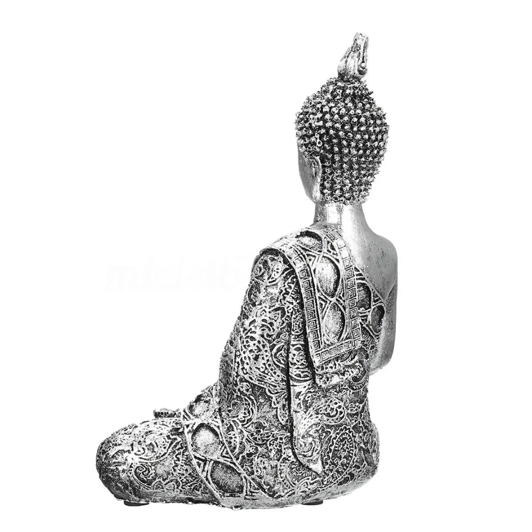 170*30*75mm Silver Thai Buddha Statue Sculpture Meditating Antique Home Ornament Feng Shui Tibetan Buddhist Amitabha