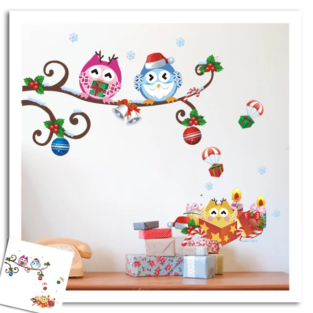 Cheap 70*59cm Christmas new Year wall Decoration sticker Cute Owl Curved Christmas Gift Kitchen Dining Room Sofa TV Background Wall Cheap 70*59cm Christmas new Year wall Decoration sticker Cute Owl Curved Christmas Gift Kitchen Dining Room Sofa TV Background Wall
