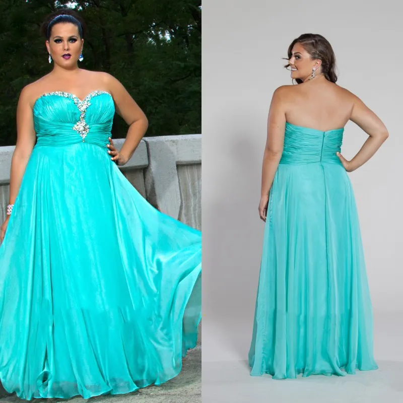 Custom Made Strapless Sweetheart Crystal Beaded A Line Long Chiffon Blue Prom Dresses Vestidos De Festa Longo Plus Size | Свадьбы и
