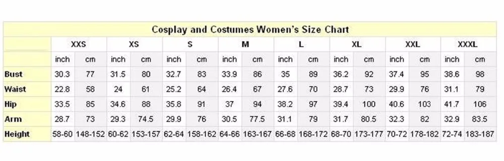 cosplay women's size chart-1