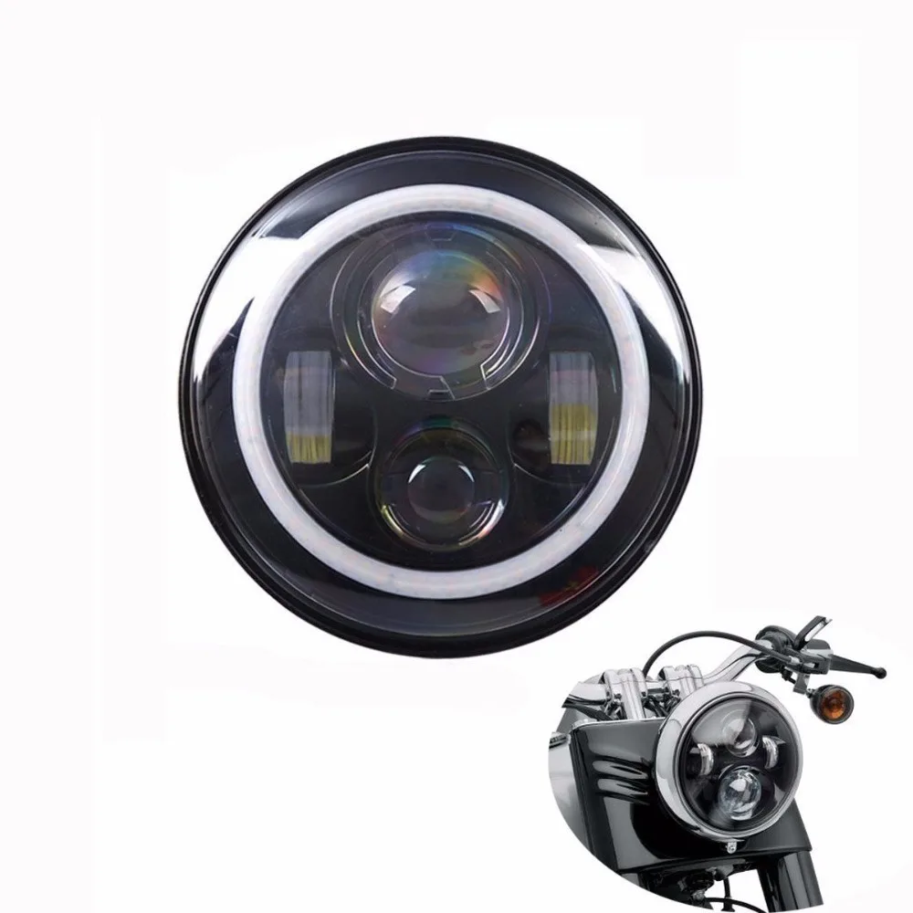 7 дюймов для Harley светодиодные фары для мотоциклов Белый Halo Angel Eye/DRL+ 4," дюймов для Harley светодиодные противотуманные фары Halo Кольцо DRL