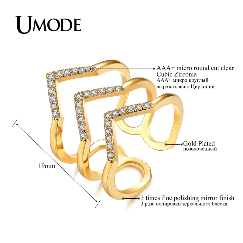 UMODE трендовые двухцветные s регулируемые микро CZ Кристалл шеврон проложить