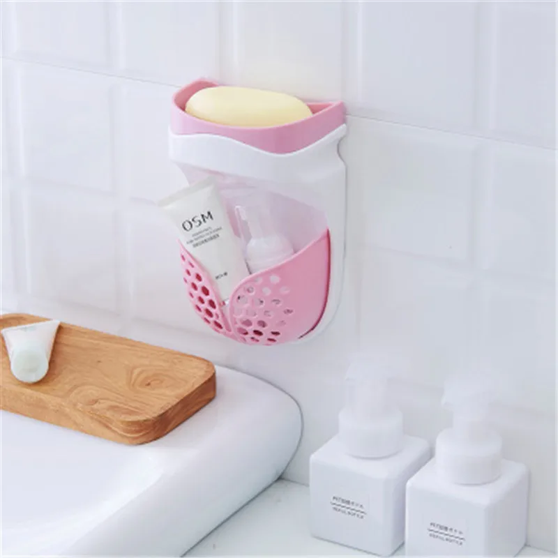 Buy Pink Bathroom Wall Soap Storage Rack Without Trace Strong Drain Double