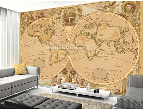 Настенные ретро обои на заказ Античная Карта мира 3D фотообои для гостиной